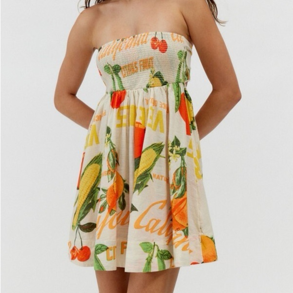 BDG Strapless Multicolor Print Dress